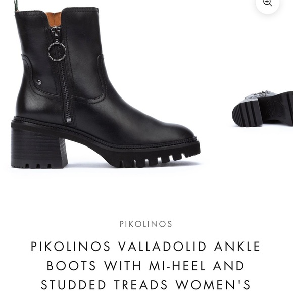 PIKOLINOS Valladolid Lug Zip Leather Mid-Heel Ankle Boot Size 42 Or Us 11-11.5 - Picture 2 of 5